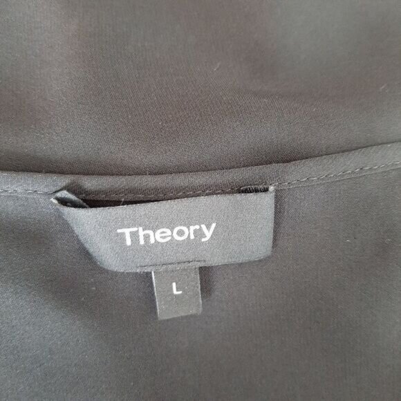 THEORY Semisheer Light Camisole Tank Top Black Sz L - Picture 7 of 7